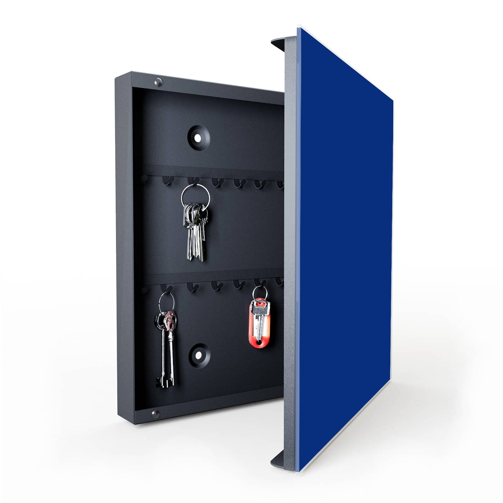 Hochwertige Schlüsselablage mit Motiv Königsblauer Hintergrund I in geöffneter Innenansicht