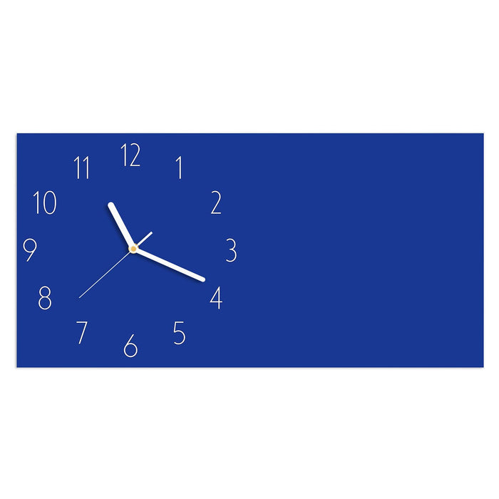 Wanduhr Königsblauer Hintergrund II aus Glas – Querformat 60 × 30 cm mit Ziffernblatt Elegant