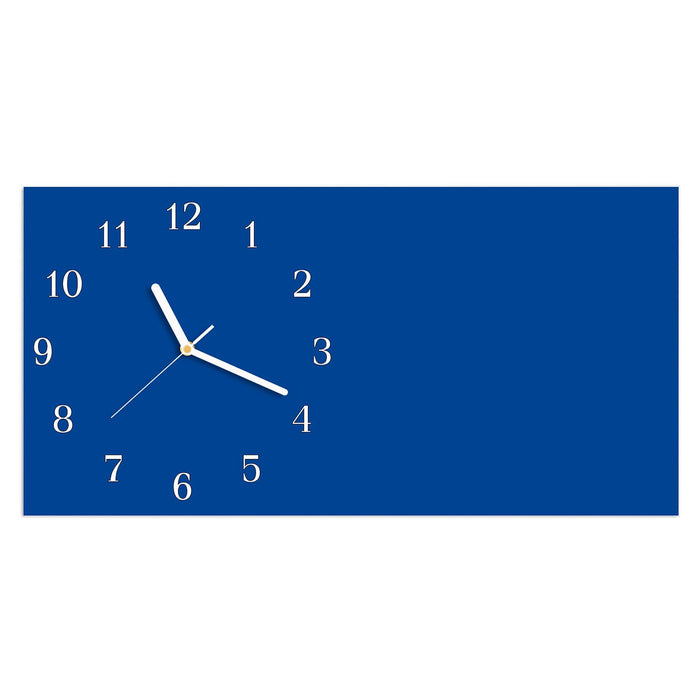 Wanduhr Dunkelblauer Hintergrund I aus Glas – Querformat 60 × 30 cm mit Ziffernblatt Klassisch