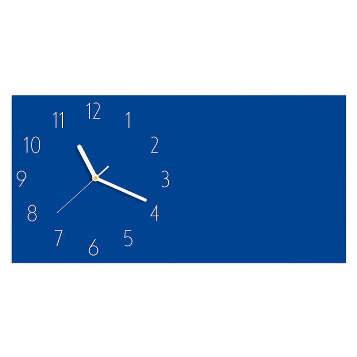 Wanduhr Dunkelblauer Hintergrund I aus Glas – Querformat 60 × 30 cm mit Ziffernblatt Elegant
