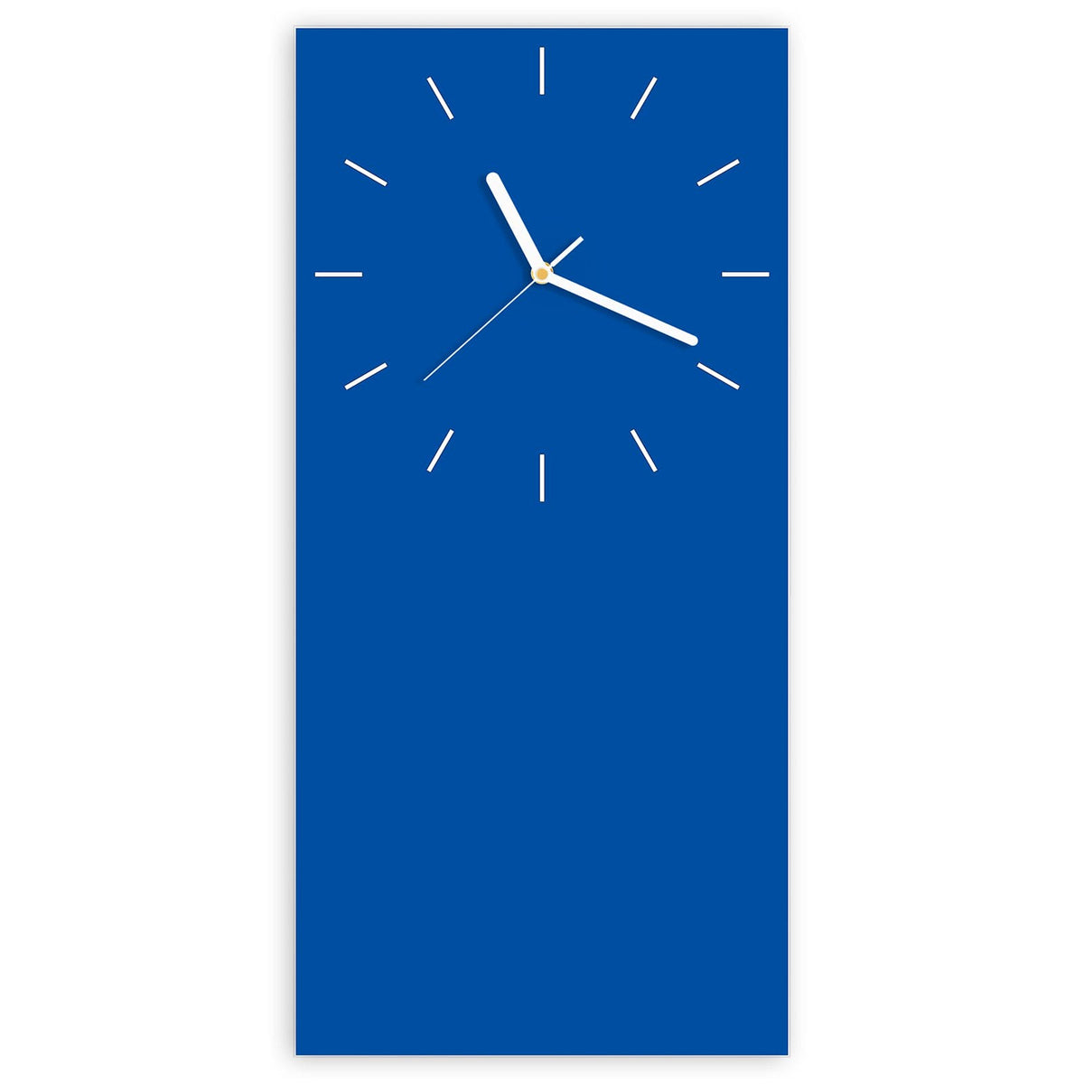 Wanduhr aus Glas, Ziffernblatt Linie mit Motiv Signalblau: Vollflächiges dunkles Blau, zwischen FMK-28 und FMK-29