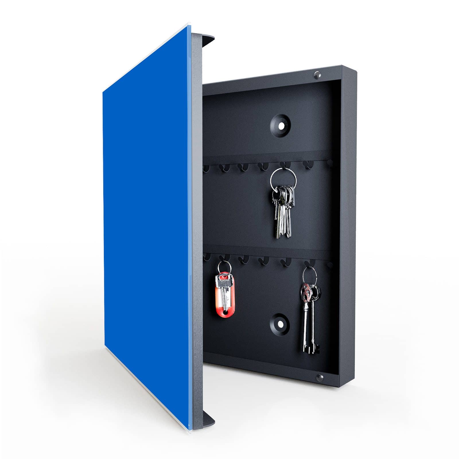 Leichte Schlüsselbox mit Motiv Blauer Hintergrund II in geöffneter Innenansicht