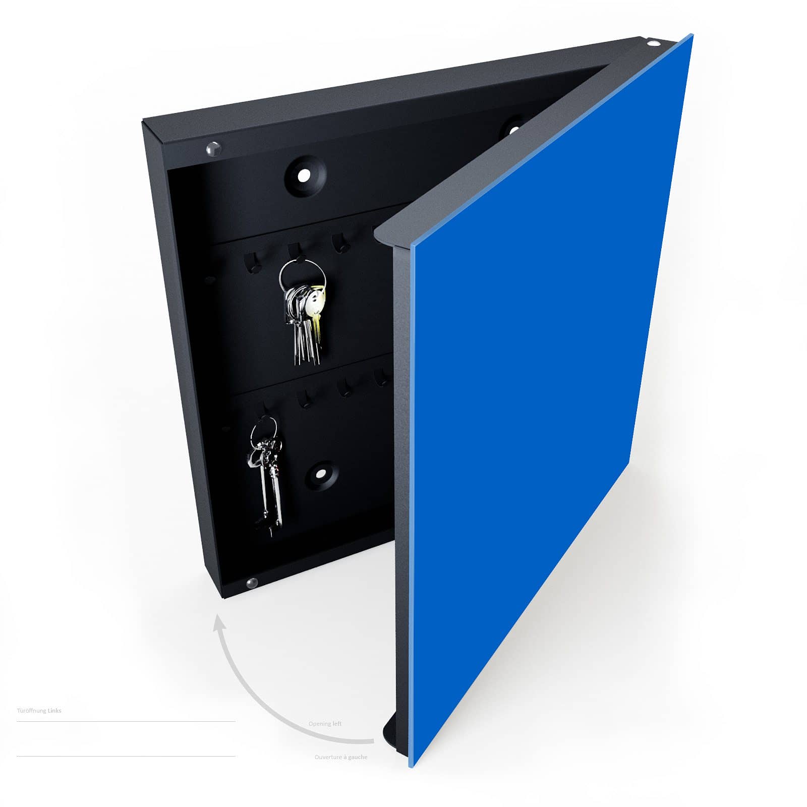 Leichter schlüsselschrank groß mit Motiv Blauer Hintergrund II halboffen mit Schlüsseln