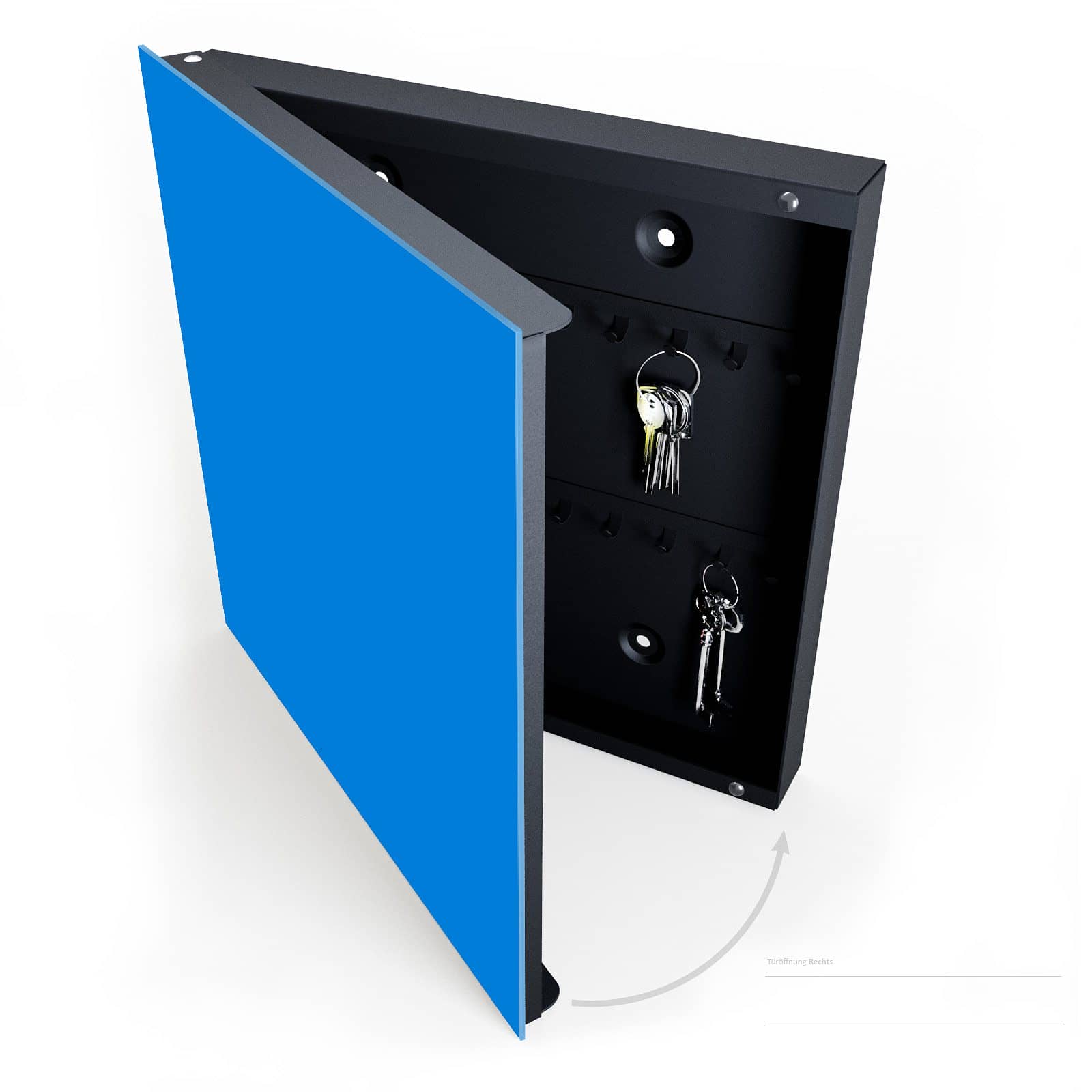 Stabiles Schlüsselboard mit Motiv Hellblauer Hintergrund I halboffen mit Schlüsseln