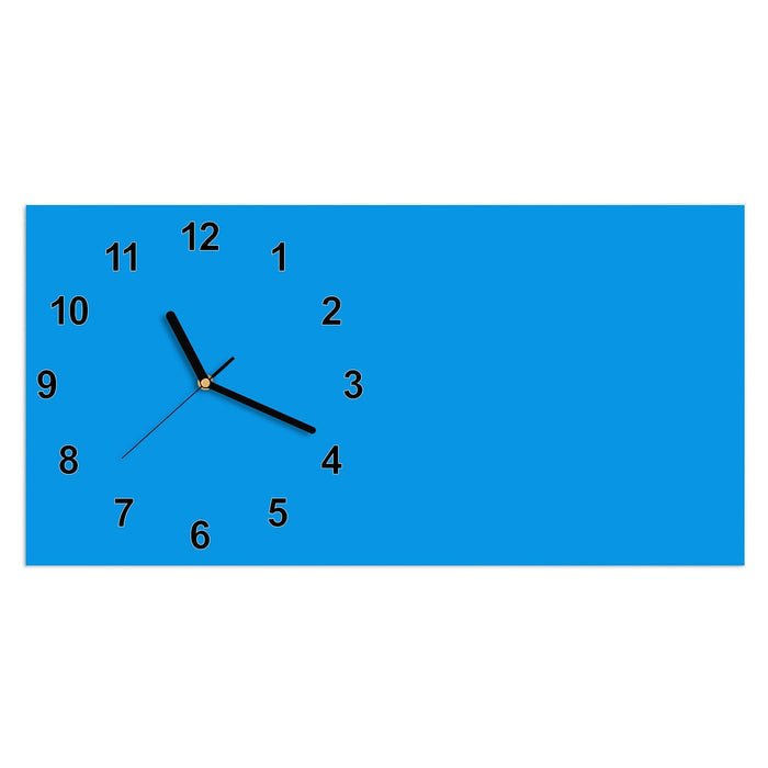 Wanduhr Hellblauer Hintergrund II aus Glas – Querformat 60 × 30 cm mit Ziffernblatt Modern