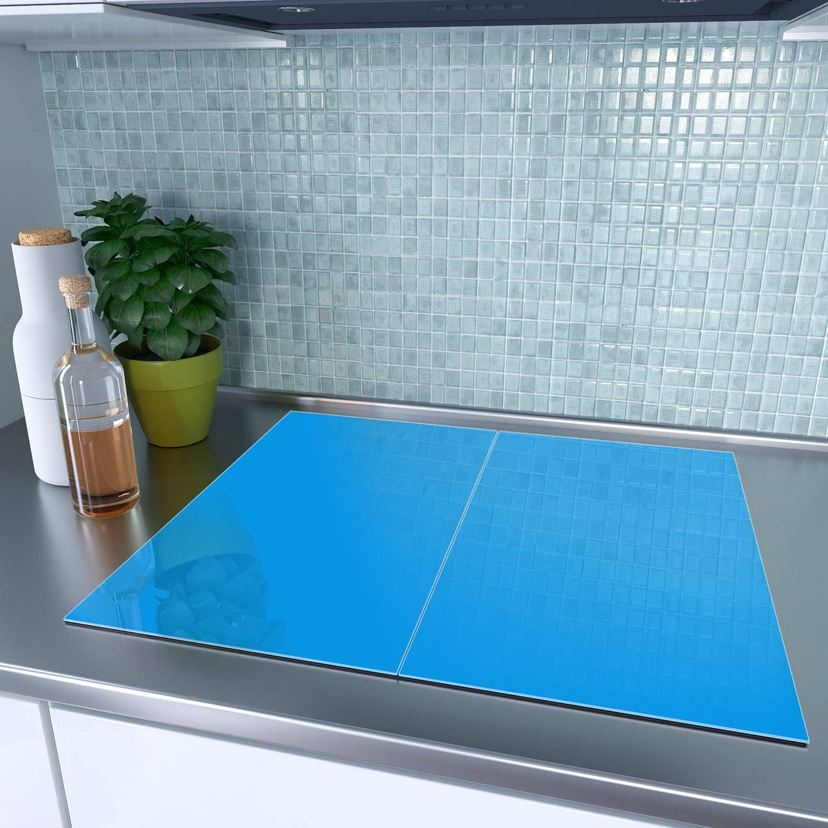 Herdabdeckplatte Wasserblau – Einfarbiges Hellblau in klarer Optik