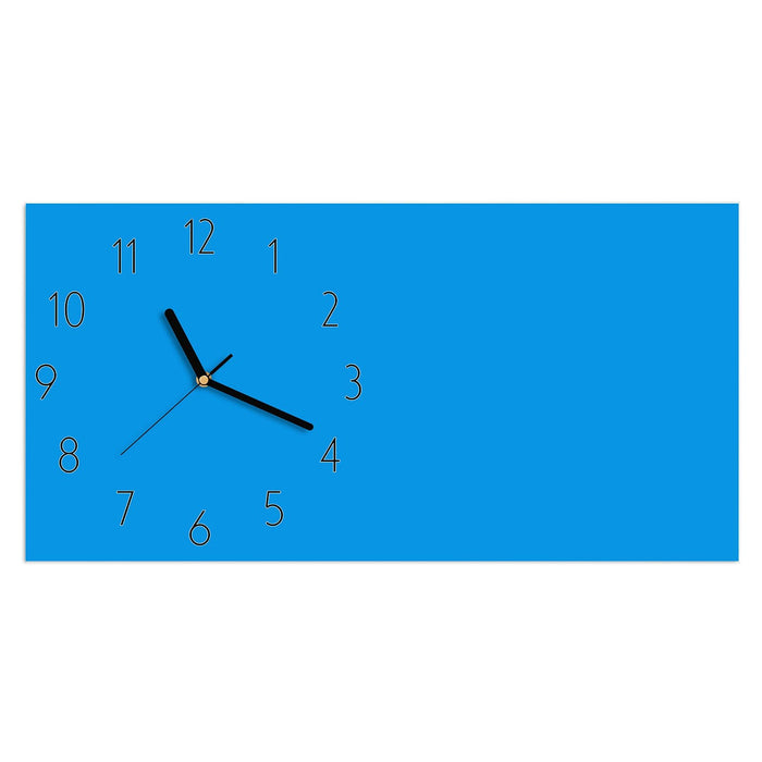 Wanduhr Hellblauer Hintergrund II aus Glas – Querformat 60 × 30 cm mit Ziffernblatt Elegant