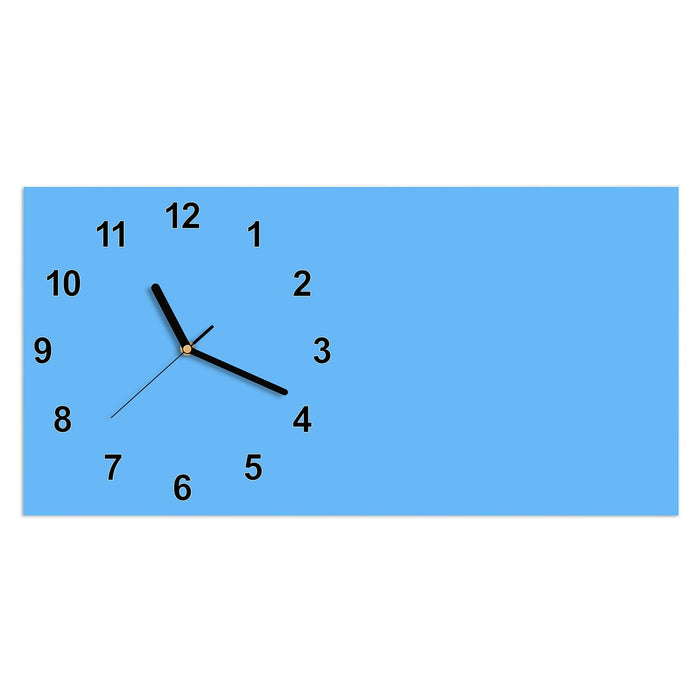 Wanduhr Himmelblauer Hintergrund aus Glas – Querformat 60 × 30 cm mit Ziffernblatt Modern