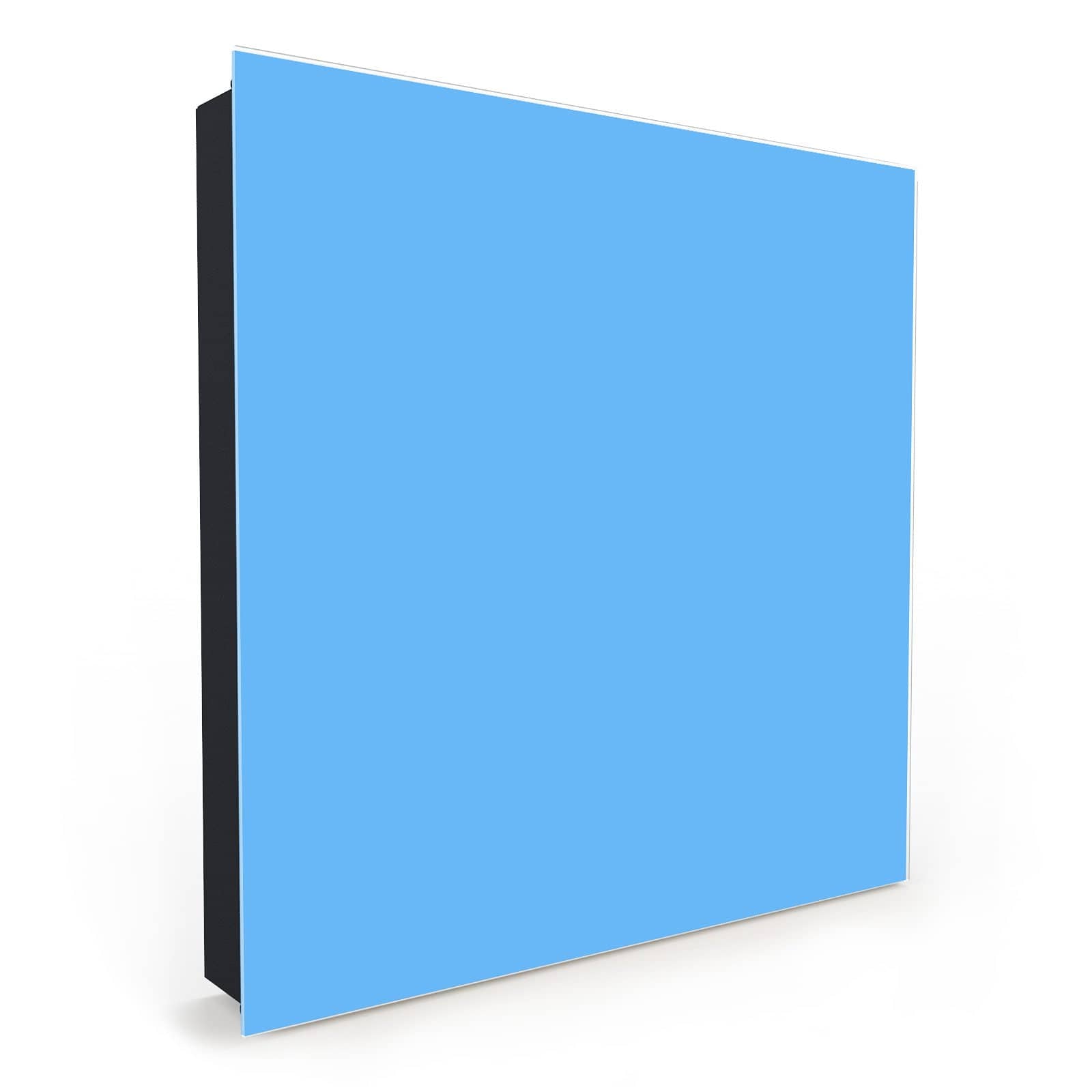 Langlebiger Schlüsselkasten mit Glasscheibe und Motiv Himmelblauer Hintergrund in Seitenansicht mit Glasfront #türöffnung_Rechts