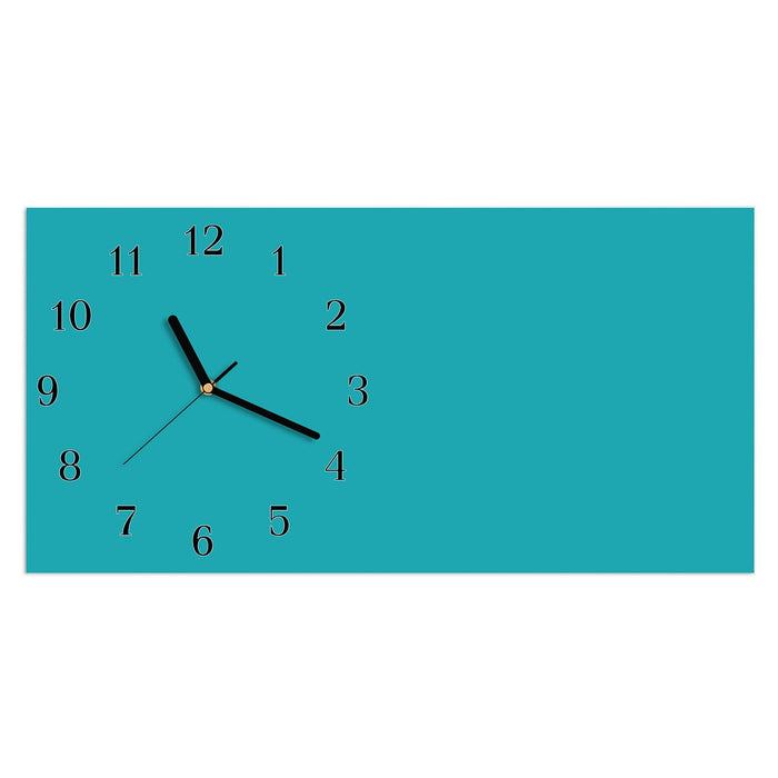 Wanduhr Türkiser Hintergrund II aus Glas – Querformat 60 × 30 cm mit Ziffernblatt Klassisch