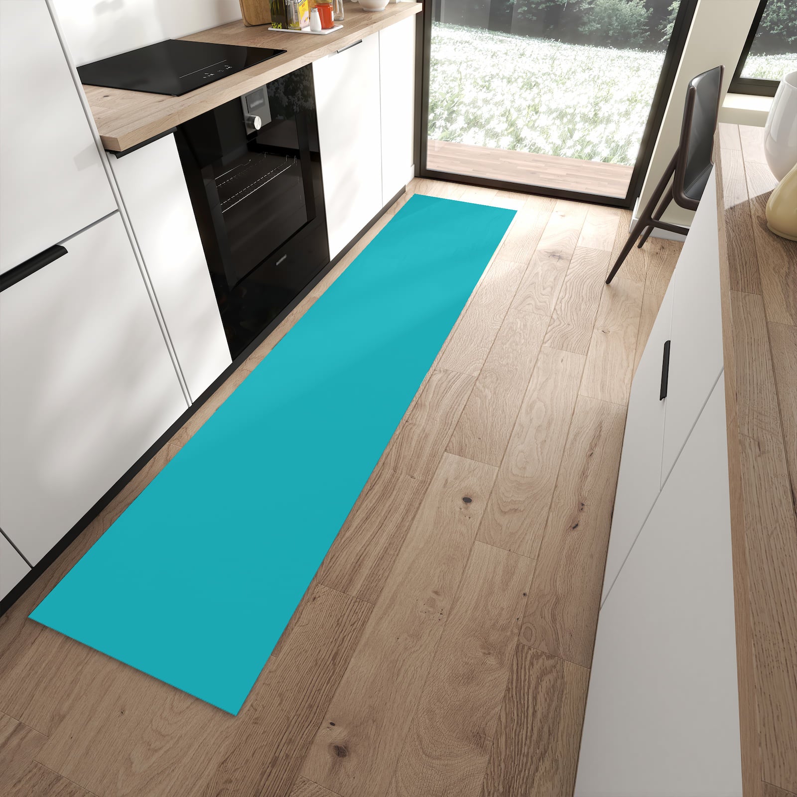 Küchenteppich mit Motiv Türkiser Hintergrund II für angenehme Haptik in moderner Küche