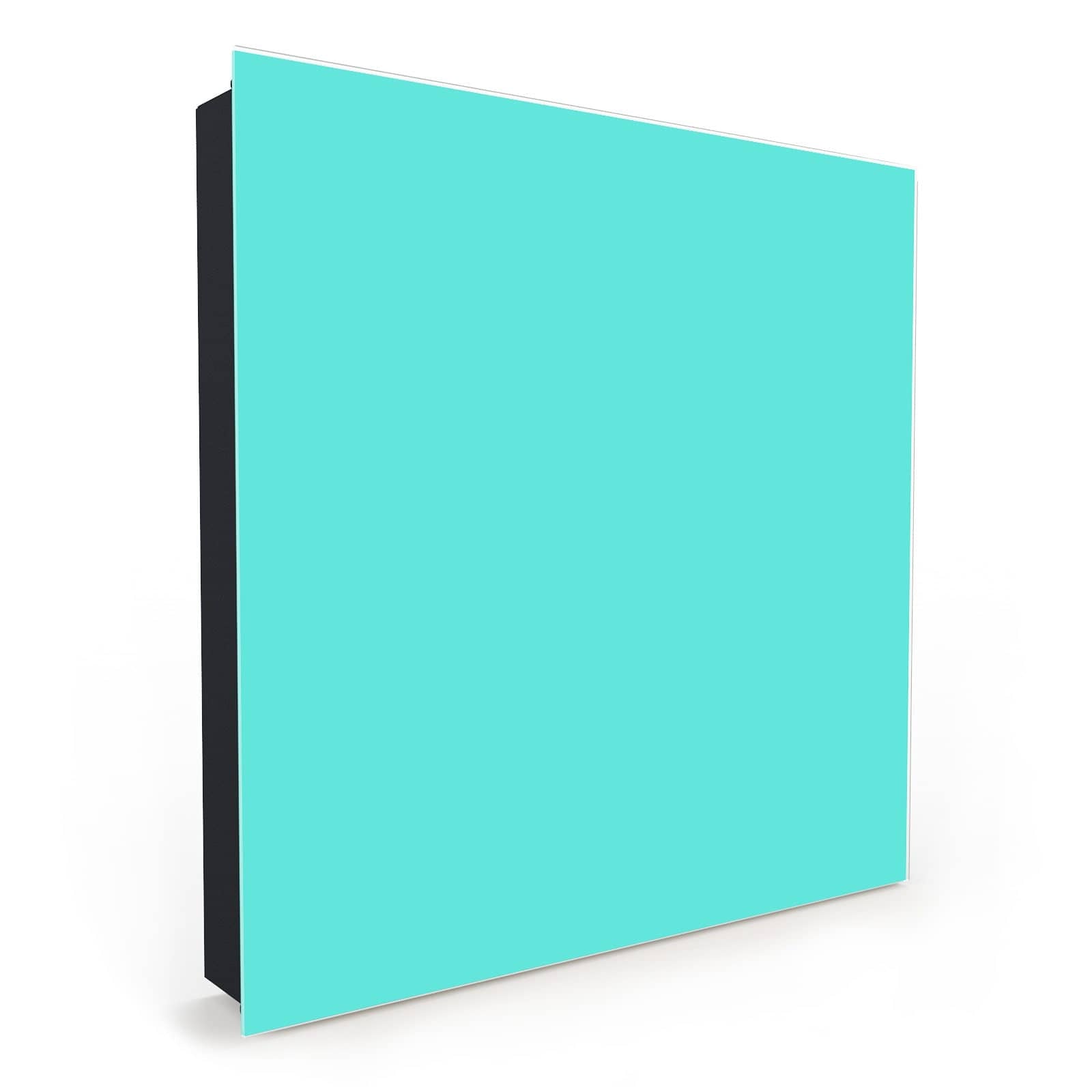 Strapazierfähiger Schlüsselkasten metall mit Motiv Mintblauer Hintergrund in Seitenansicht mit Glasfront #türöffnung_Links