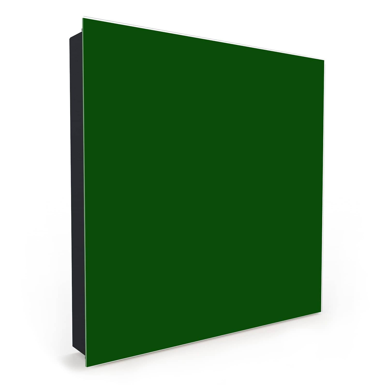 Stabiler ausgefallener Schlüsselkasten mit Motiv Dunkelgrüner Hintergrund I in Seitenansicht mit Glasfront #türöffnung_Rechts