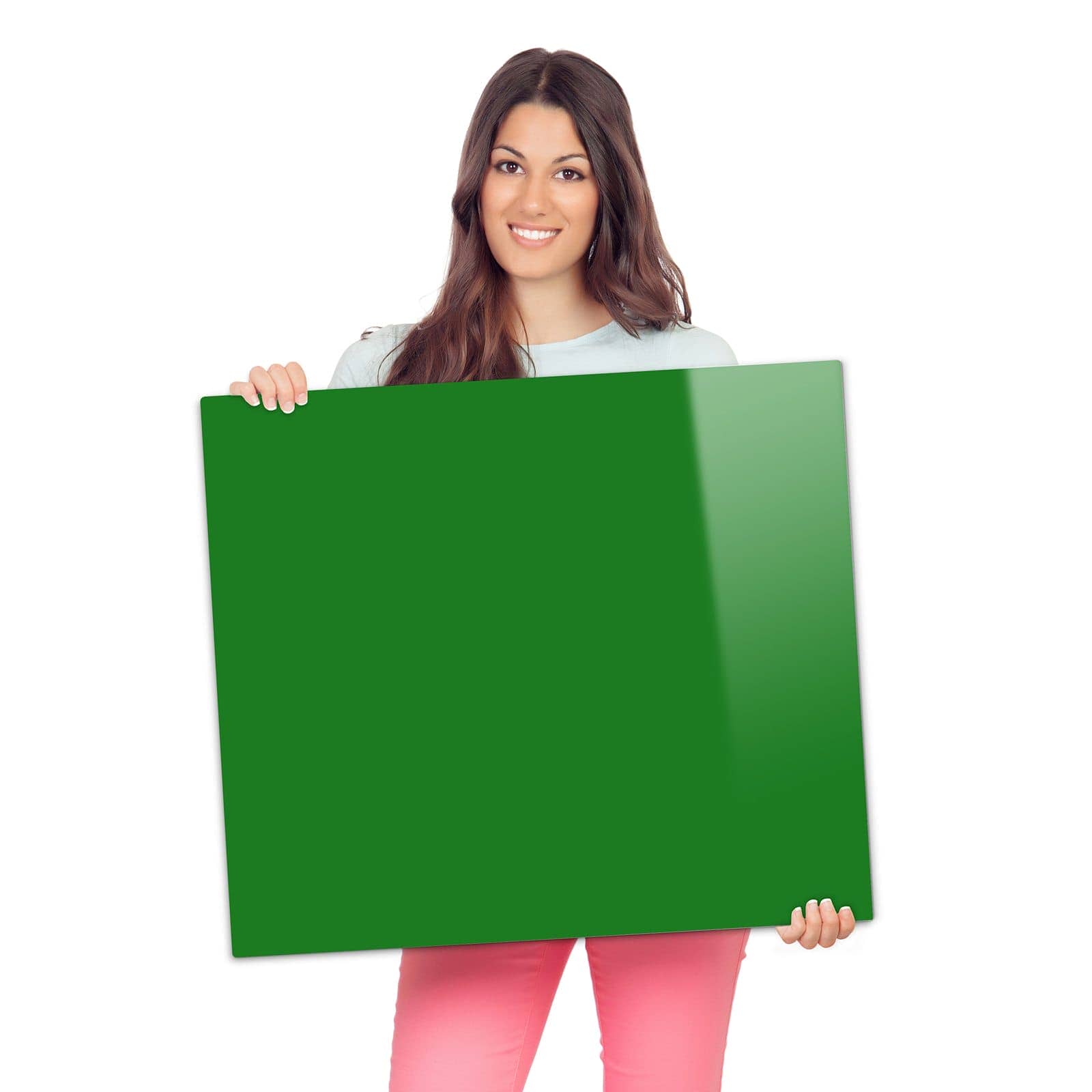 Ceranfeld Abdeckplatten mit Grüner Hintergrund I-Motiv werden zur Größendarstellung gehalten