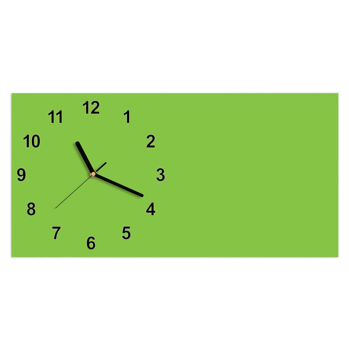 Wanduhr Hellgrüner Hintergrund aus Glas – Querformat 60 × 30 cm mit Ziffernblatt Modern