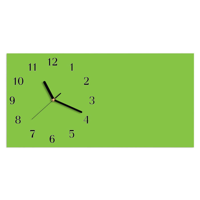 Wanduhr Hellgrüner Hintergrund aus Glas – Querformat 60 × 30 cm mit Ziffernblatt Klassisch