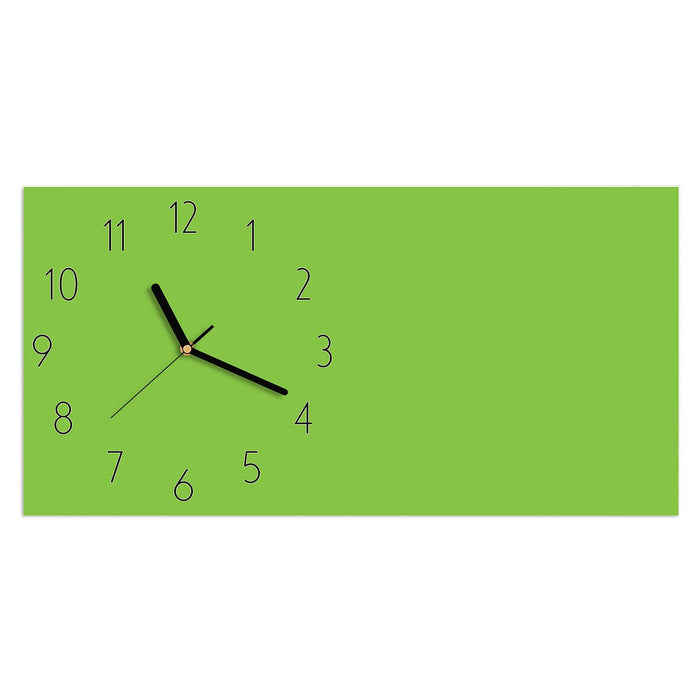 Wanduhr Hellgrüner Hintergrund aus Glas – Querformat 60 × 30 cm mit Ziffernblatt Elegant