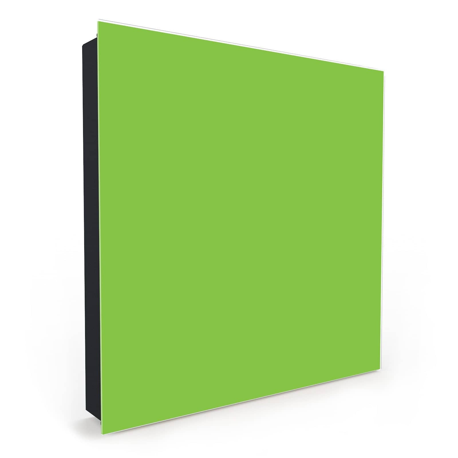 Kratzfester Schlüsselkasten mit Motiv Hellgrüner Hintergrund in Seitenansicht mit Glasfront #türöffnung_Links