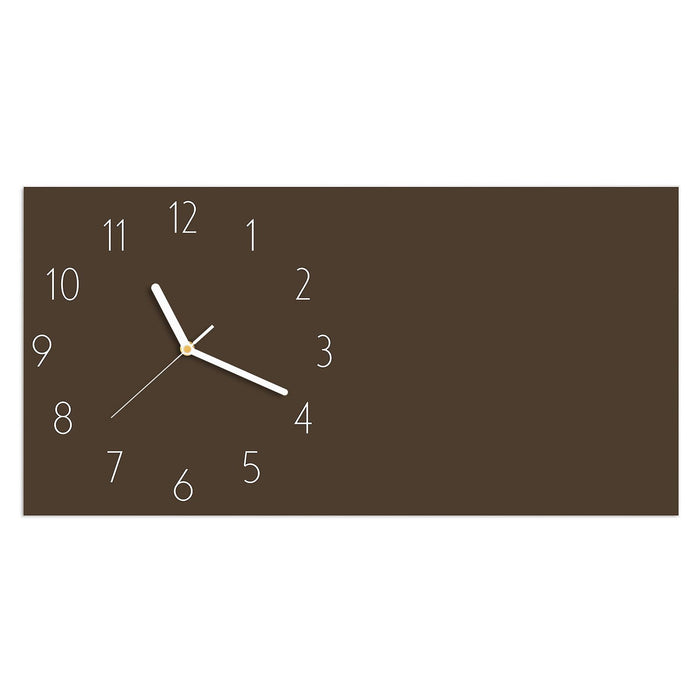 Wanduhr Dunkelbrauner Hintergrund aus Glas – Querformat 60 × 30 cm mit Ziffernblatt Elegant