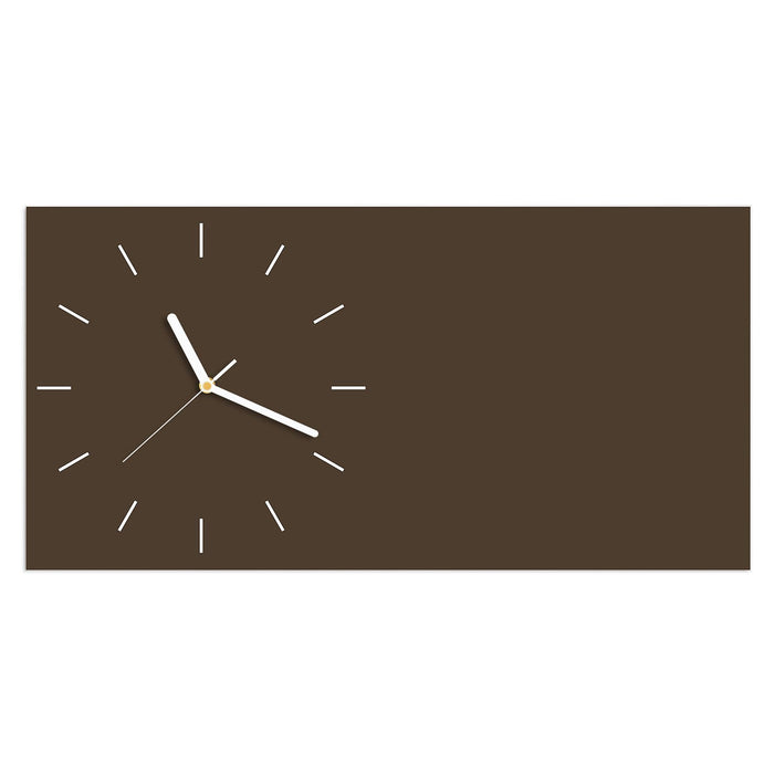 Wanduhr Dunkelbrauner Hintergrund aus Glas – Querformat 60 × 30 cm mit Ziffernblatt Linie