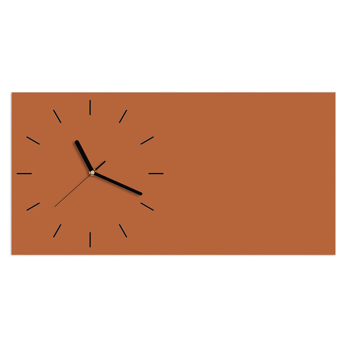 Wanduhr Brauner Hintergrund aus Glas – Querformat 60 × 30 cm mit Ziffernblatt Linie