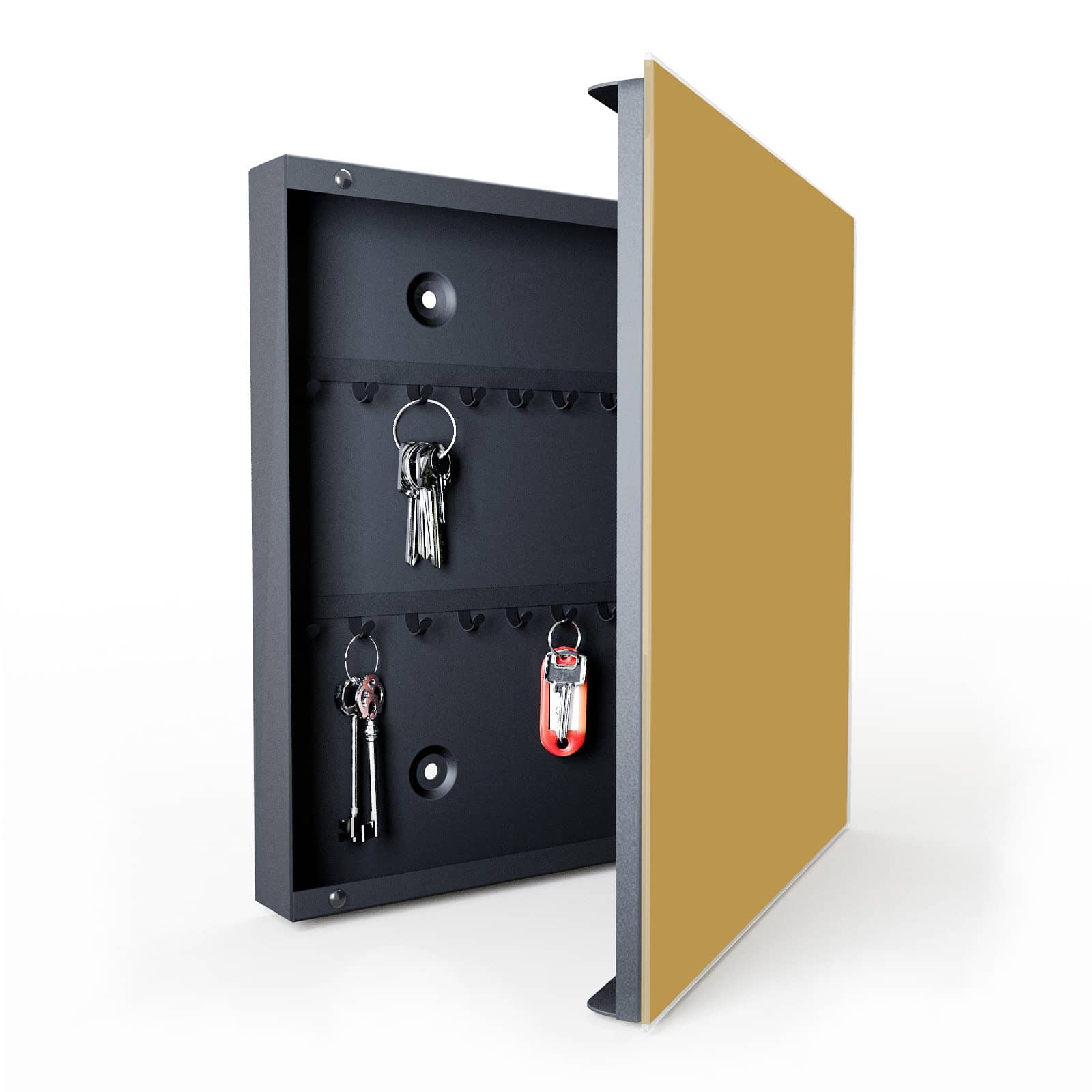 Strapazierfähiges Schlüsselboard mit Motiv Khakibrauner Hintergrund in geöffneter Innenansicht