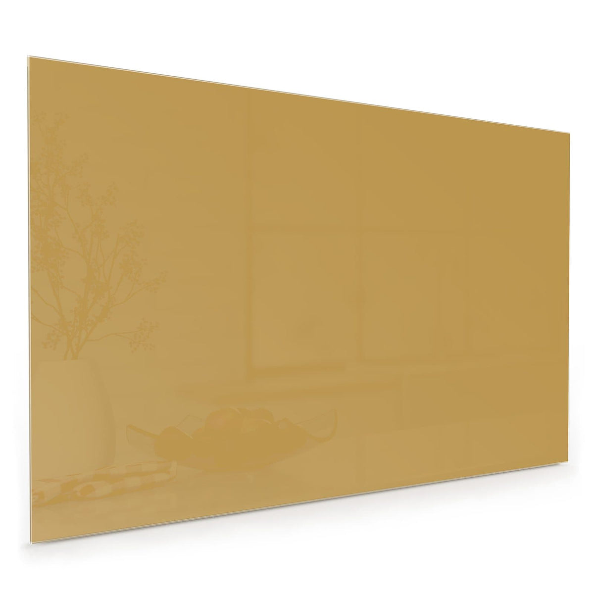 Küchenrückwand aus Glas im Hochformat mit Motiv Khakibrauner Hintergrund: Einfarbige Fläche in goldbraunem Khaki