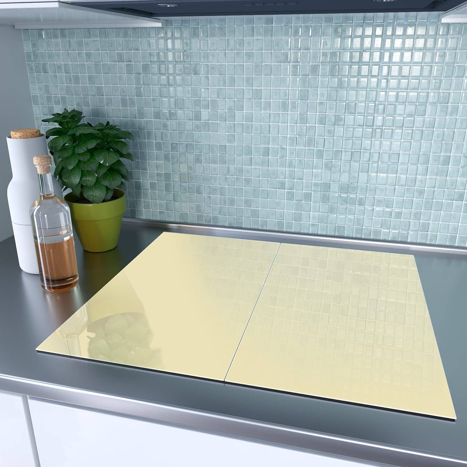 2-teilige Glasplatte für Herd mit Beiger Hintergrund-Motiv auf dem Ceranfeld