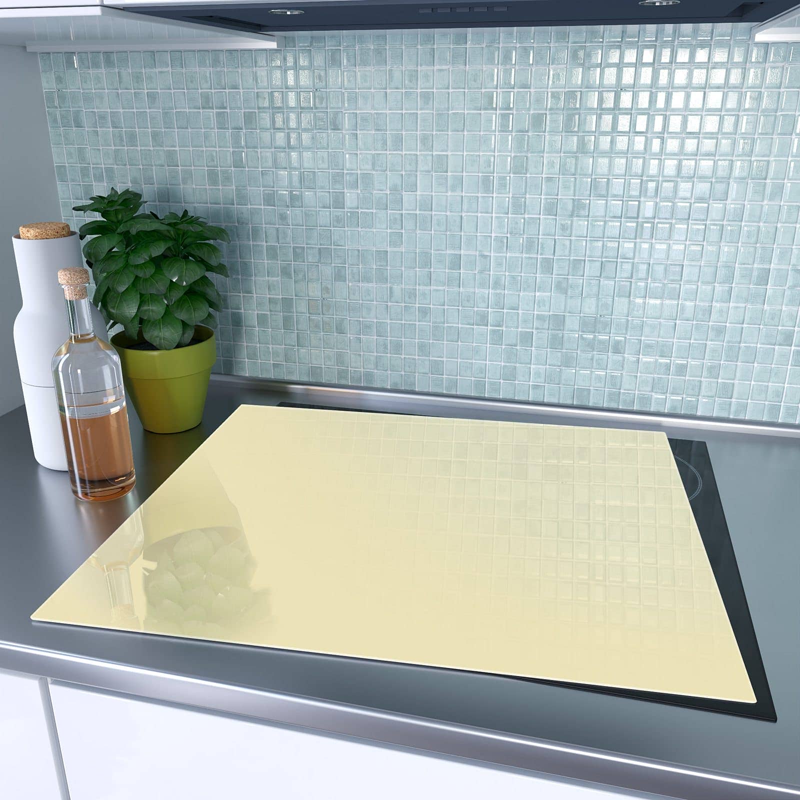 1-teilige Herdabdeckplatten mit Beiger Hintergrund-Motiv auf dem Ceranfeld