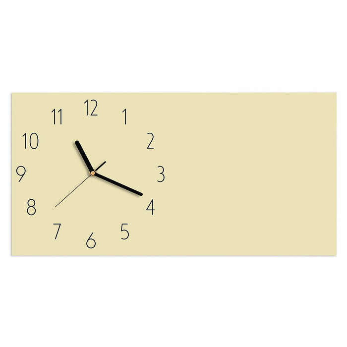 Wanduhr Beiger Hintergrund aus Glas – Querformat 60 × 30 cm mit Ziffernblatt Elegant