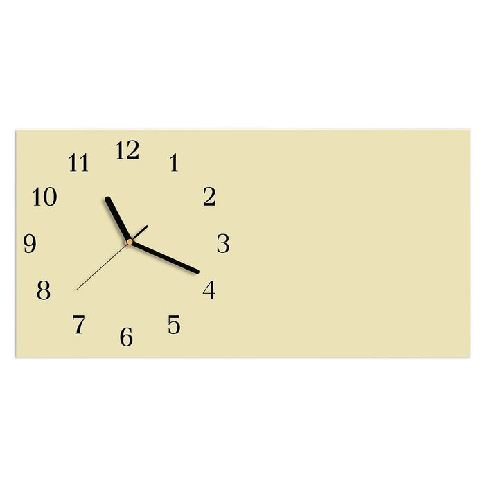 Wanduhr Beiger Hintergrund aus Glas – Querformat 60 × 30 cm mit Ziffernblatt Klassisch