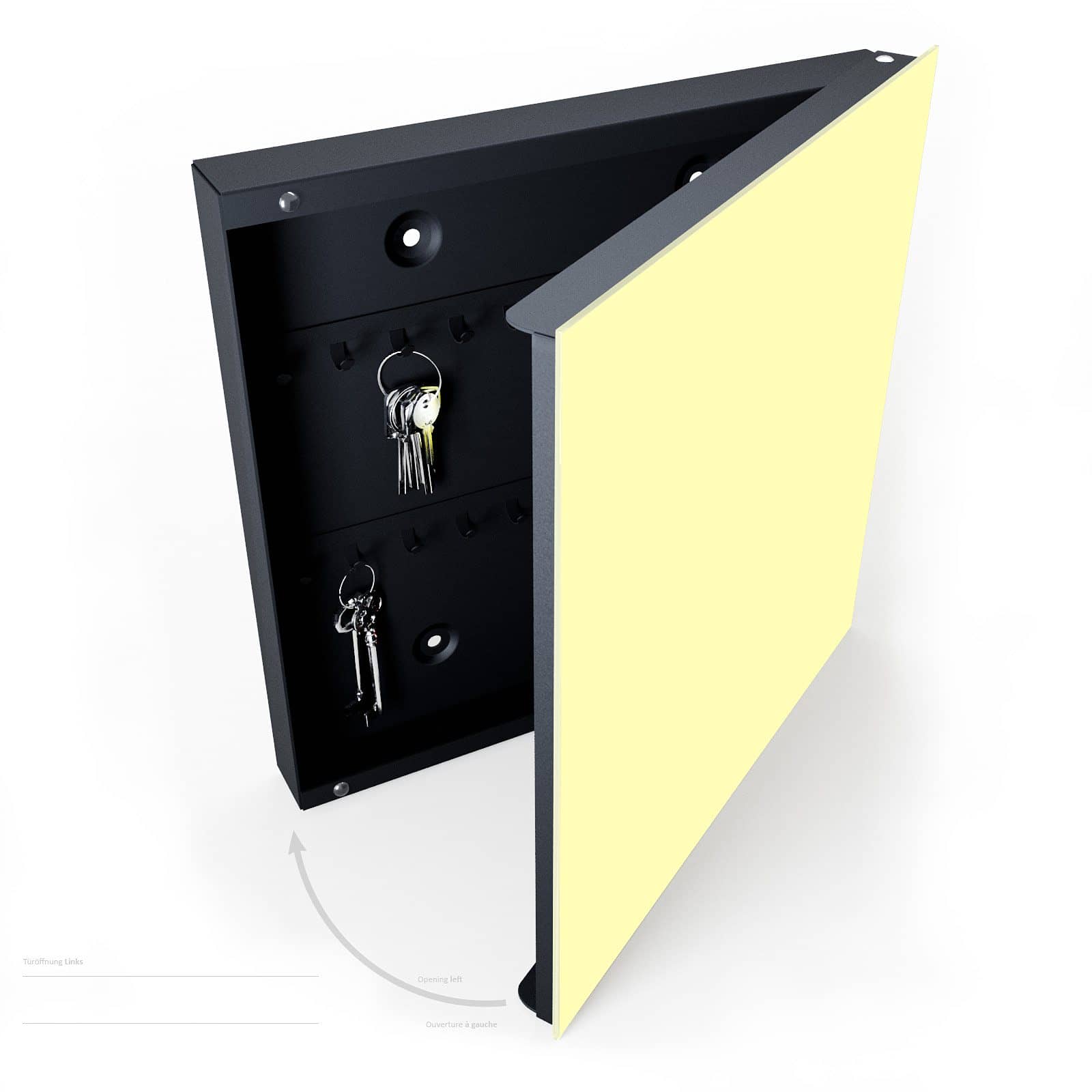 Stoßfeste Schlüsselablage mit Motiv Cremefarbener Hintergrund halboffen mit Schlüsseln