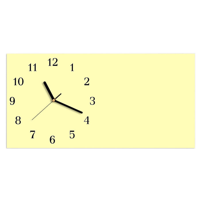 Wanduhr Cremefarbener Hintergrund aus Glas – Querformat 60 × 30 cm mit Ziffernblatt Klassisch