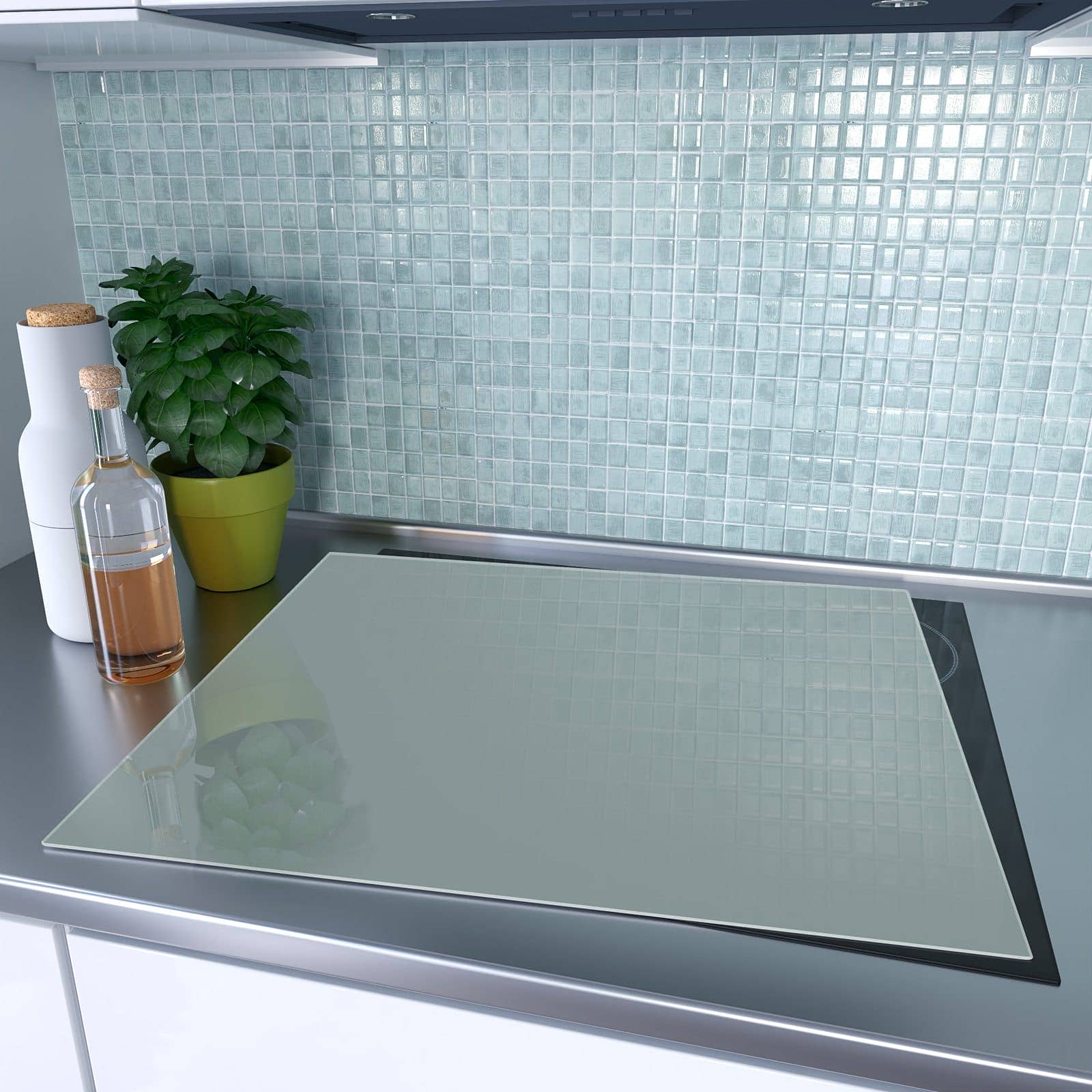 1-teilige Herdabdeckplatten für Ceranfeld mit Grauer Hintergrund I-Motiv auf dem Ceranfeld