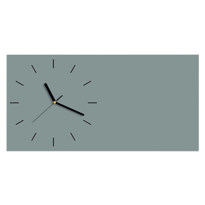 Wanduhr Grauer Hintergrund I aus Glas – Querformat 60 × 30 cm mit Ziffernblatt Linie