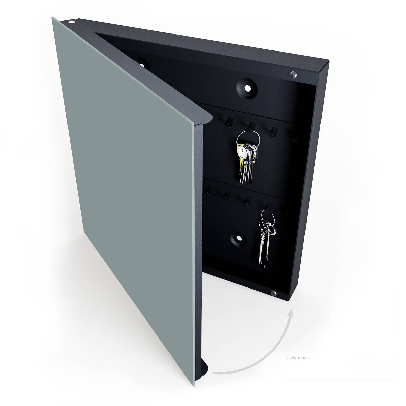 Pflegeleichte Schlüsselaufbewahrung mit Motiv Grauer Hintergrund I halboffen mit Schlüsseln