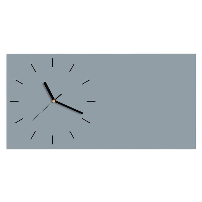 Wanduhr Grauer Hintergrund II aus Glas – Querformat 60 × 30 cm mit Ziffernblatt Linie
