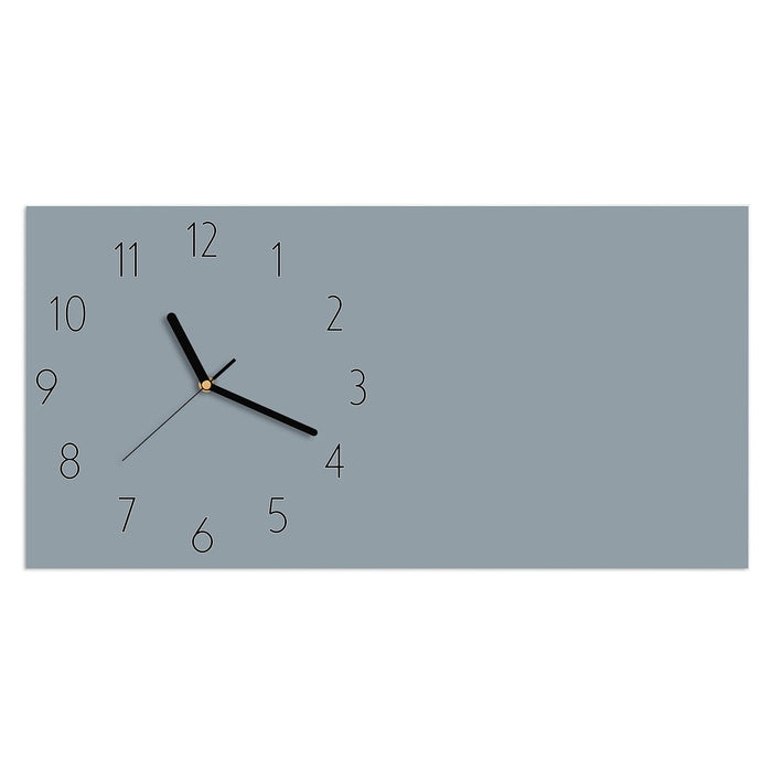 Wanduhr Grauer Hintergrund II aus Glas – Querformat 60 × 30 cm mit Ziffernblatt Elegant