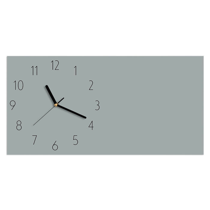 Wanduhr Grauer Hintergrund III aus Glas – Querformat 60 × 30 cm mit Ziffernblatt Elegant