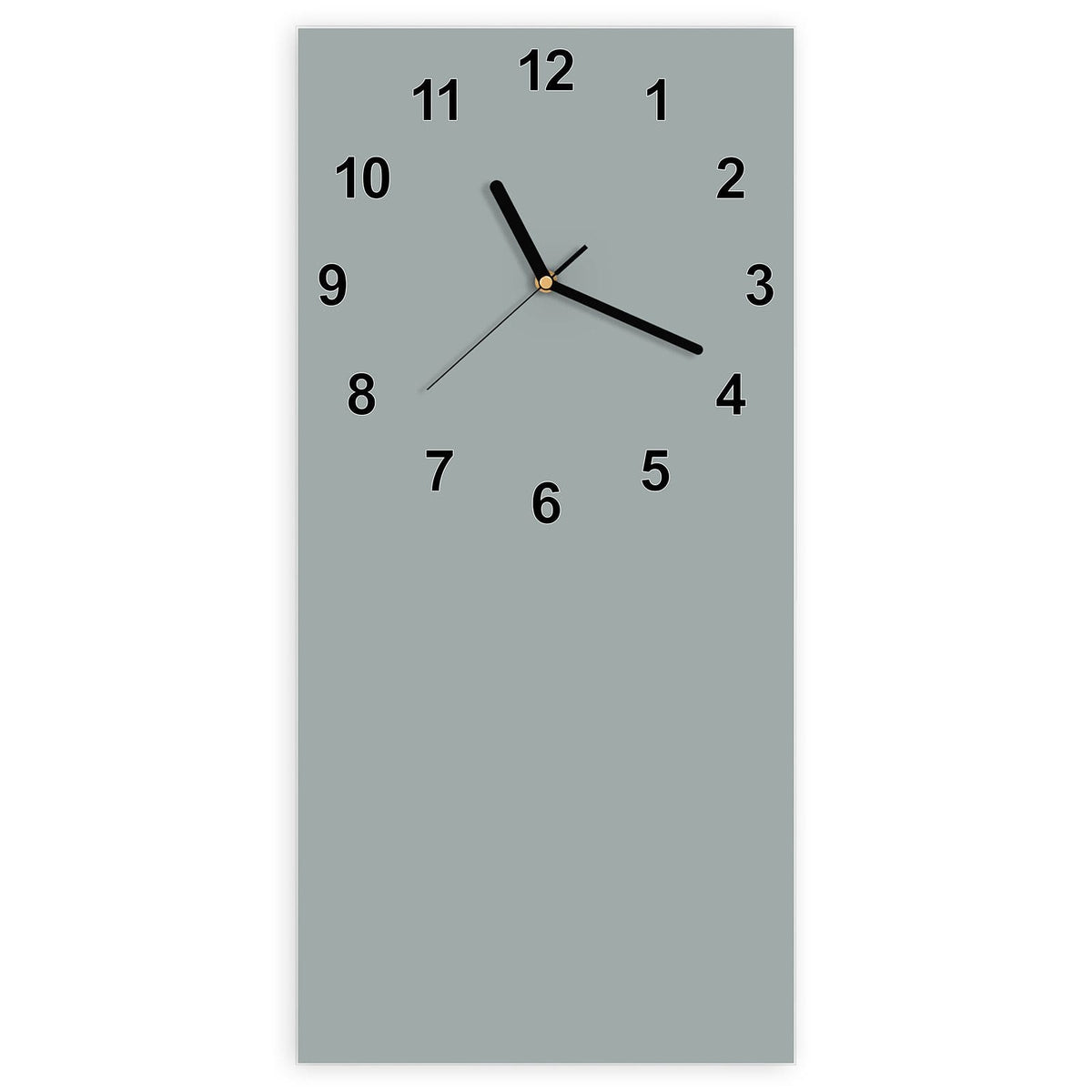 Wanduhr aus Glas, Ziffernblatt Modern mit Motiv Nebelgrau: Vollflächiges helles Grau mit leichtem Grünstich