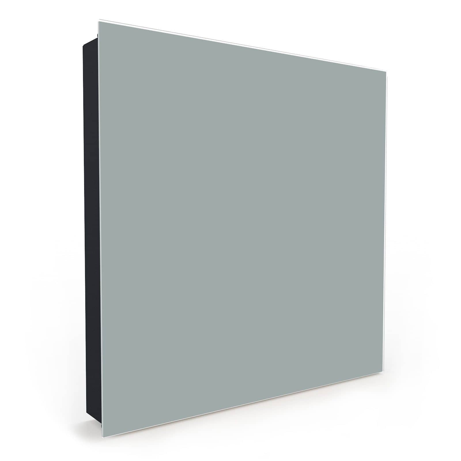 Rostfreier Schlüsselkasten XXL mit Motiv Grauer Hintergrund III in Seitenansicht mit Glasfront #türöffnung_Links