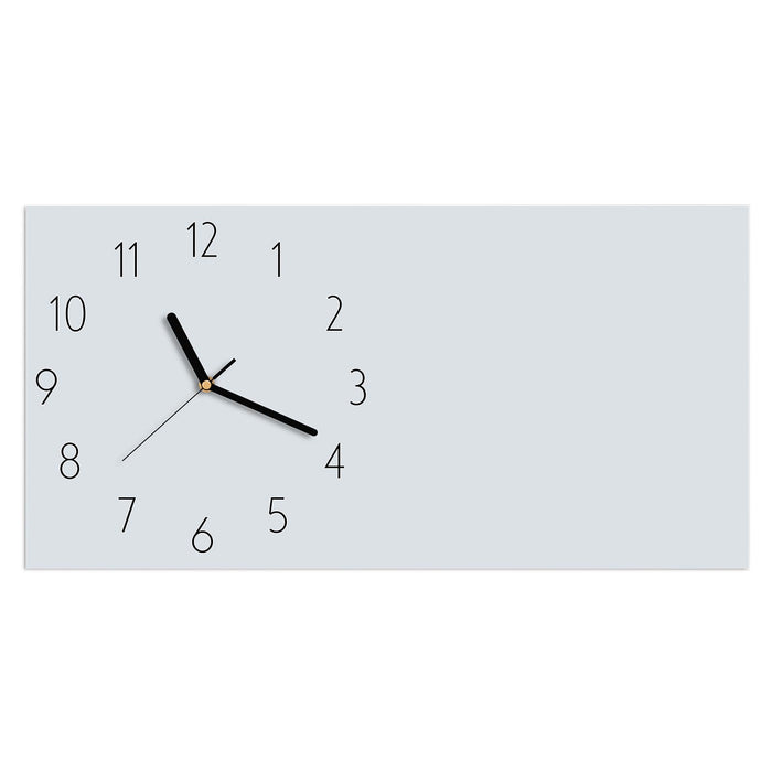 Wanduhr Hellgrauer Hintergrund aus Glas – Querformat 60 × 30 cm mit Ziffernblatt Elegant