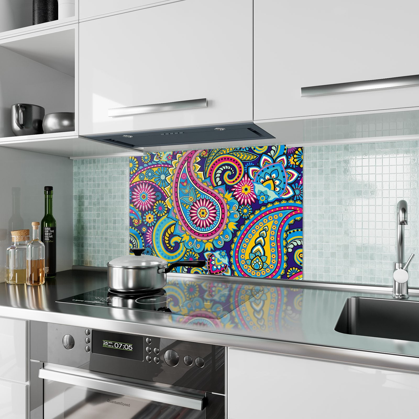 Moderne Küchenrückwand aus Glas Paisley Muster