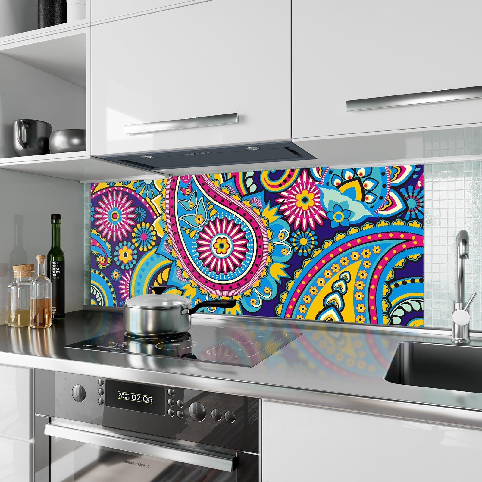 Moderne Küchenrückwand aus Glas Paisley Muster