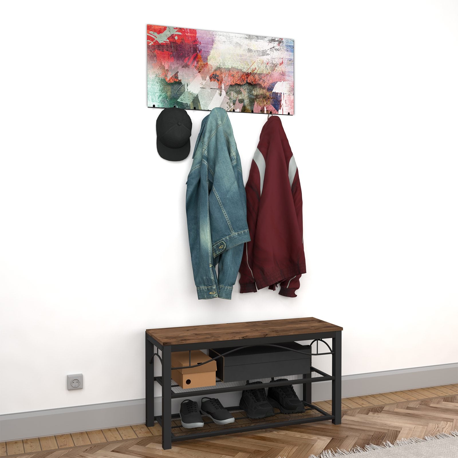 Wandgarderobe mit Magnetwand & Memoboard aus Glas Abstrakte Farben und Muster