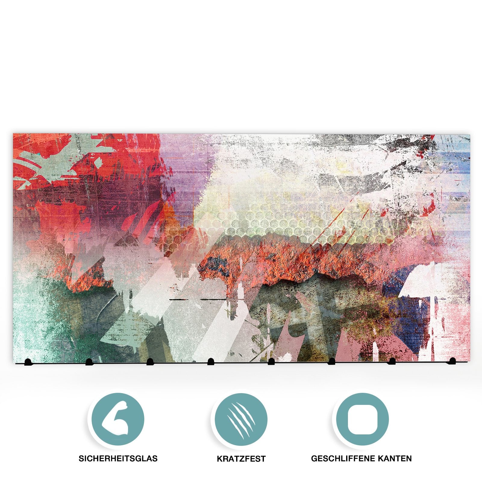 Wandgarderobe mit Magnetwand & Memoboard aus Glas Abstrakte Farben und Muster