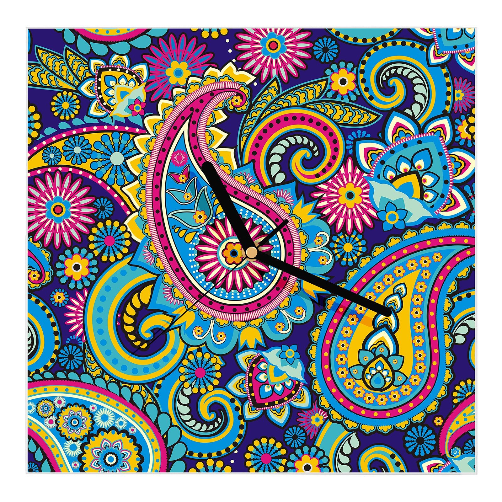 Wanduhr aus Glas Paisley Muster