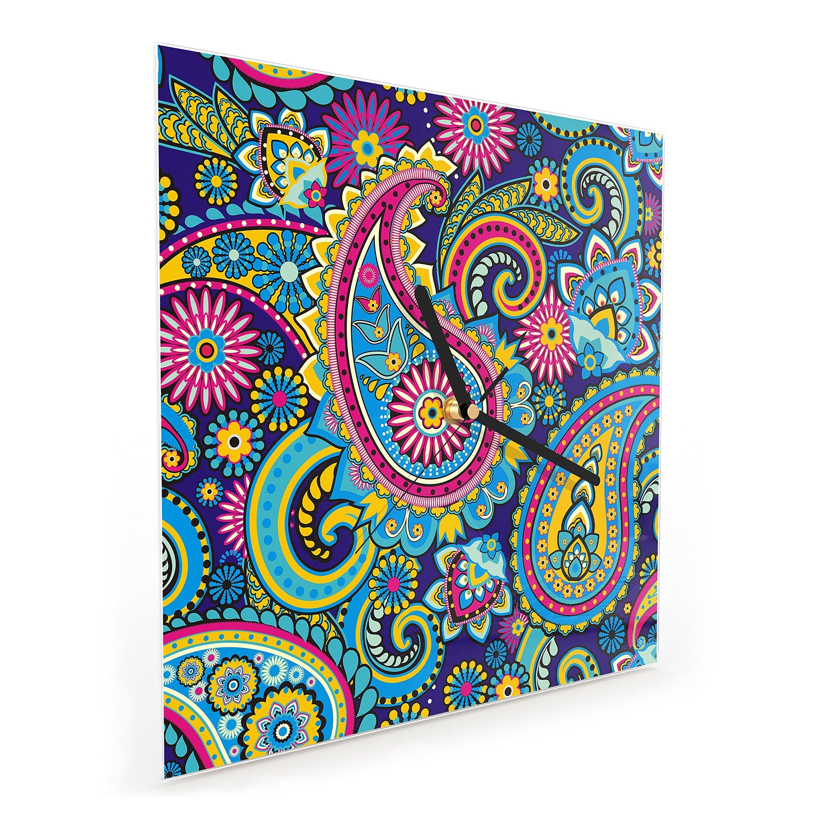 Wanduhr aus Glas Paisley Muster