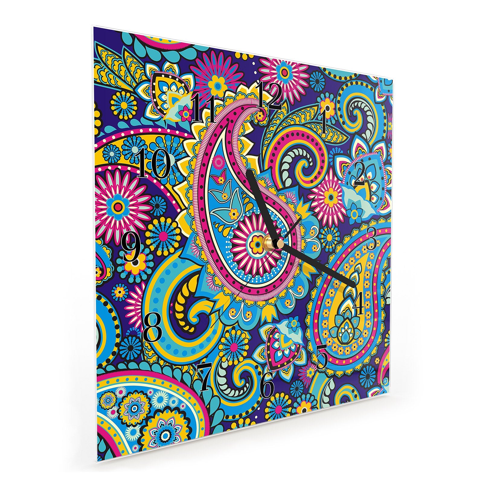 Wanduhr aus Glas Paisley Muster