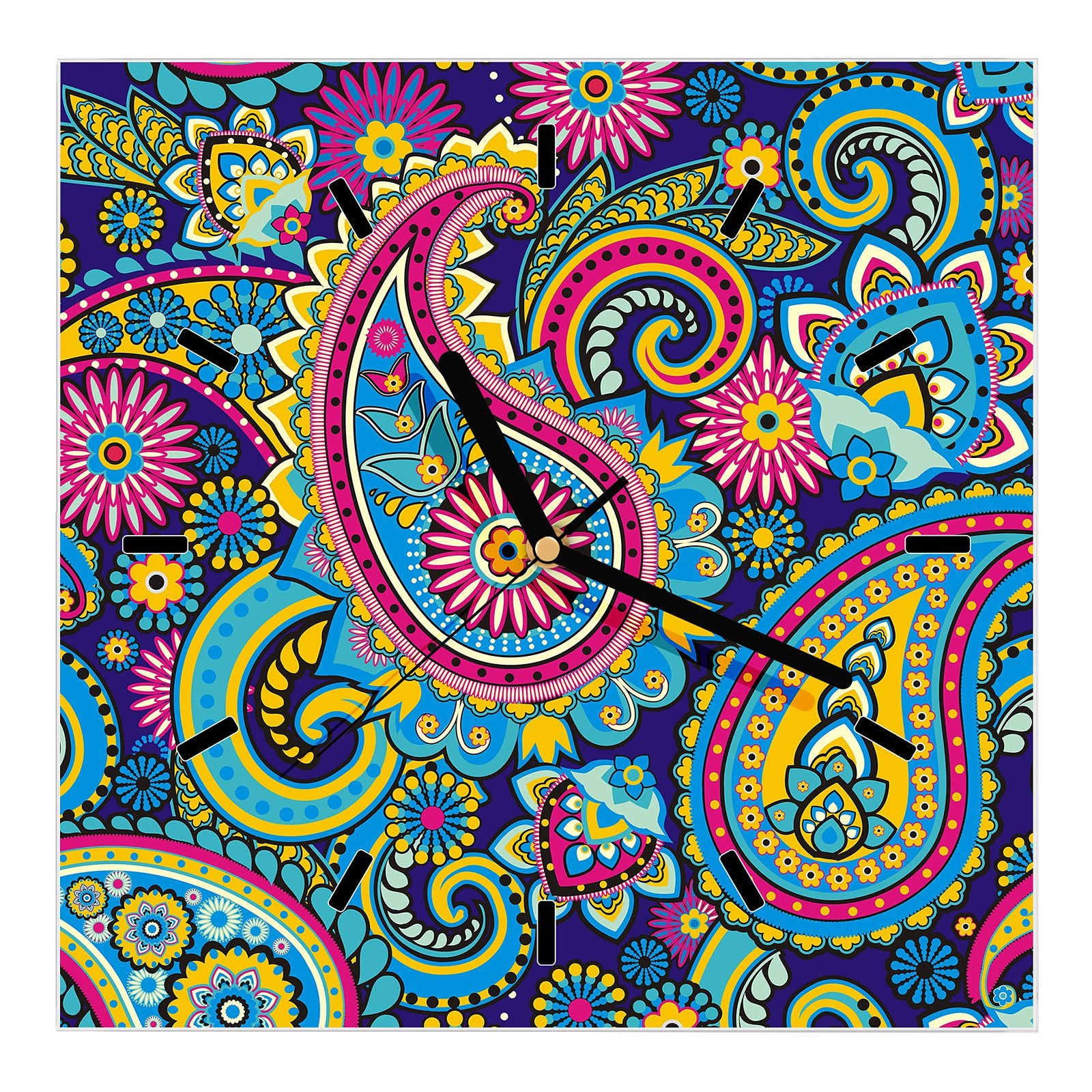 Wanduhr aus Glas Paisley Muster